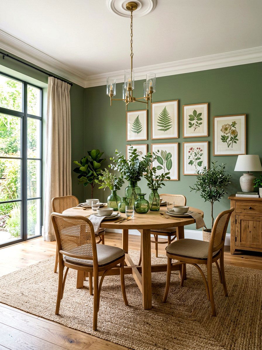 Earthy green dining room wall color - 30 cabbagecore dining room ideas