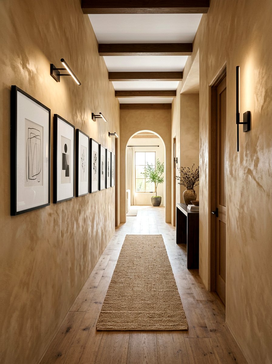 Earthy limewash hallway - 30 limewash wall ideas