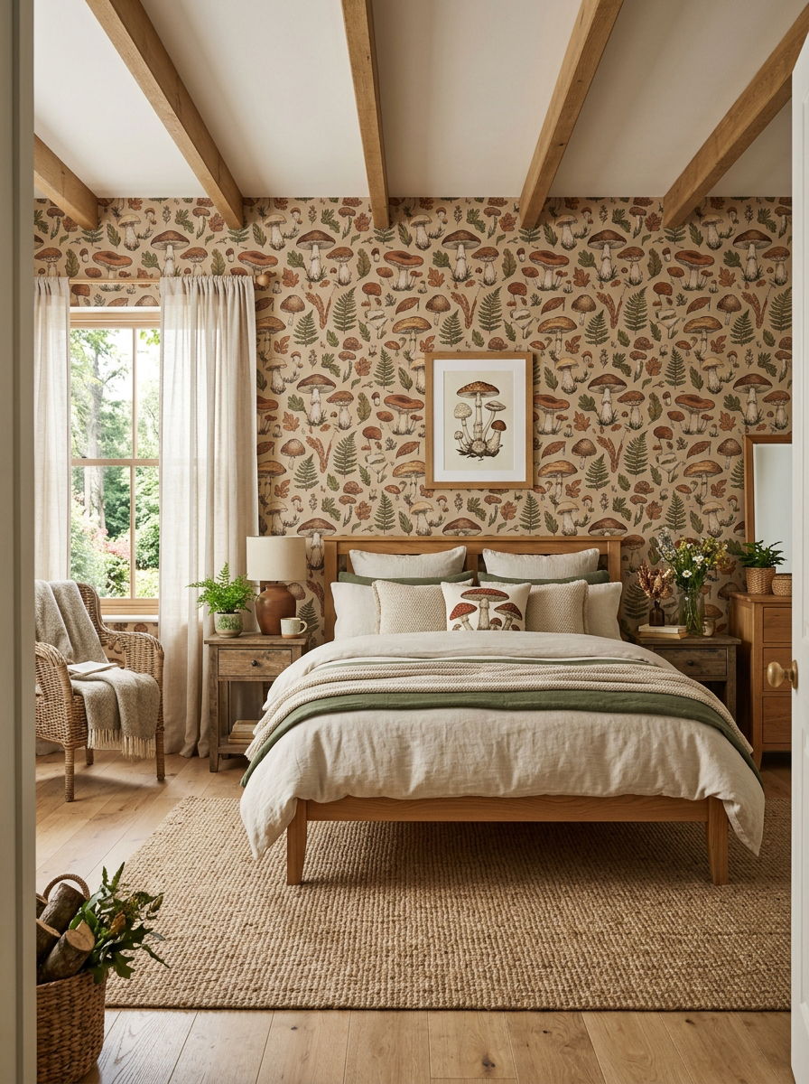Earthy mushroom wallpaper - 30 vegetable motif wallpaper ideas