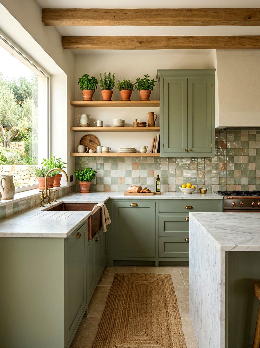 Earthy sage green kitchen cabinets - 30 sage kitchen cabinet ideas