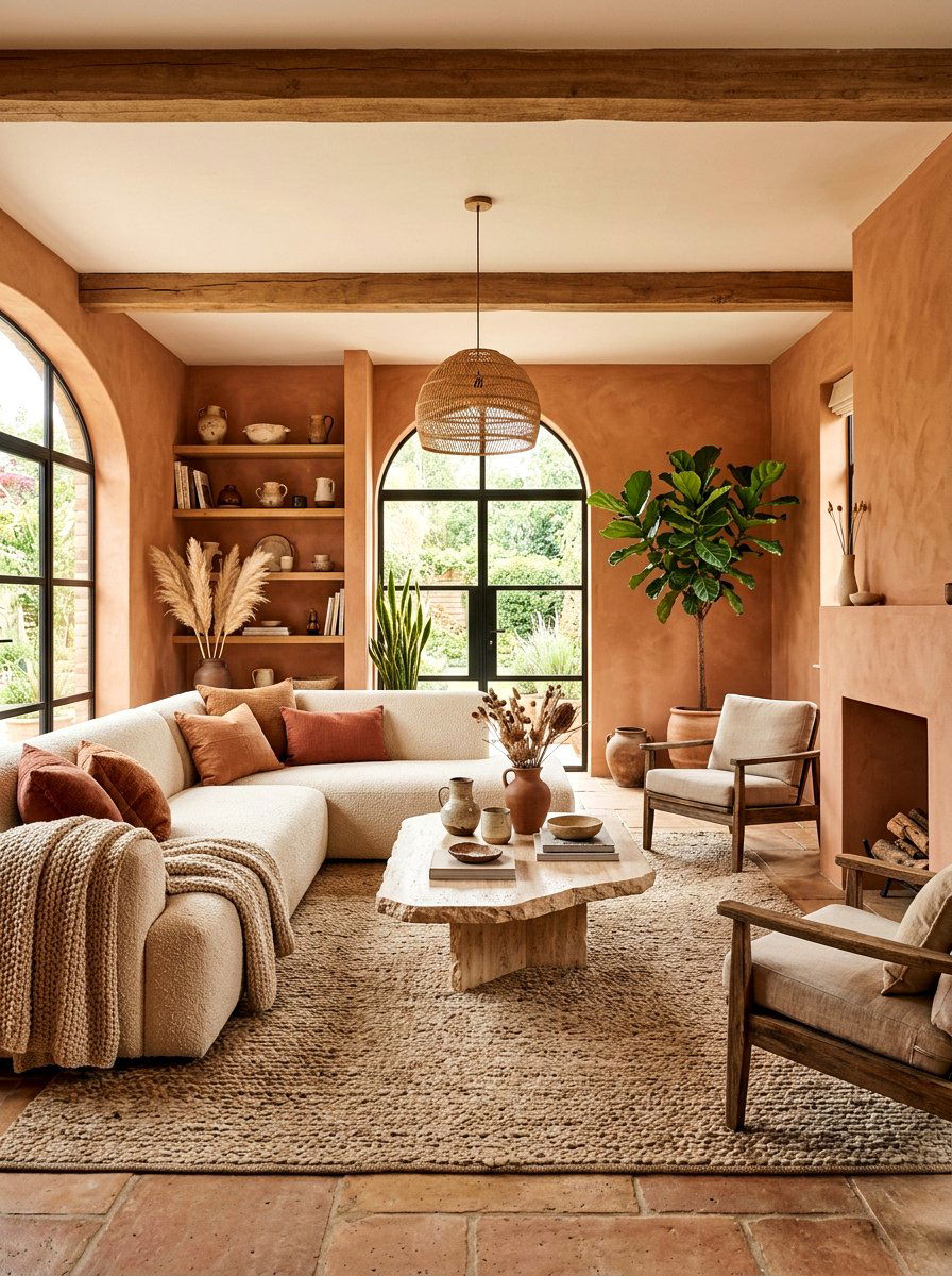 Earthy terracotta living room - 30 terracotta living room ideas