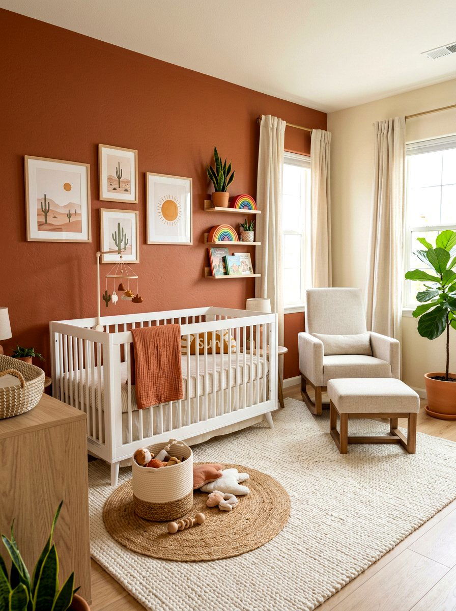Earthy terracotta nursery - 30 boho nursery ideas