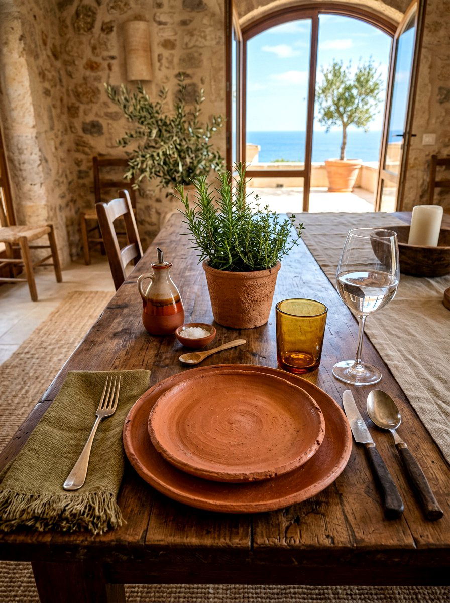 Earthy terracotta place setting - 30 place setting ideas