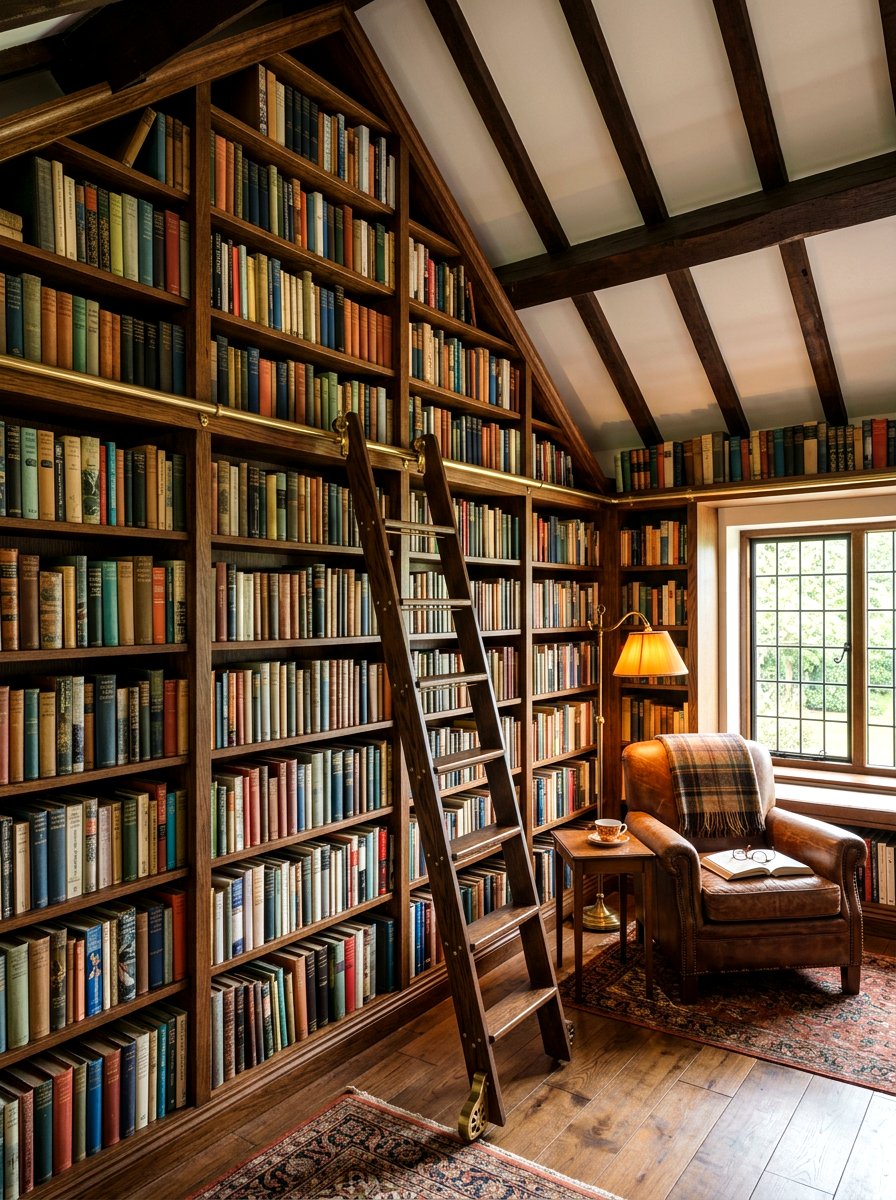 Eaves Library Wall - 30 eaves storage ideas