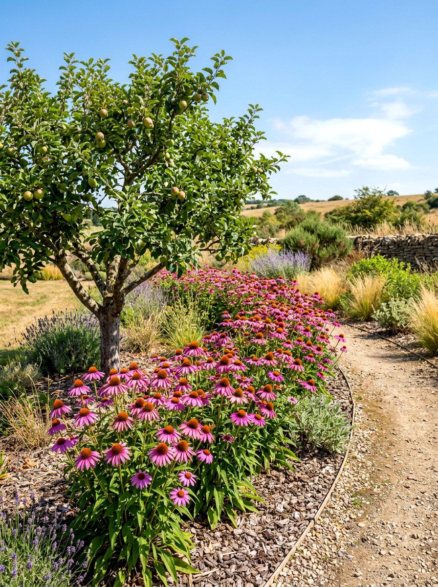 Echinacea Apple Tree Border - 30 apple tree border ideas