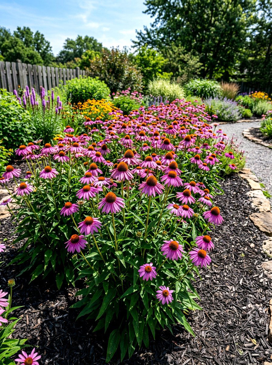 Echinacea Flower Bed - 30 medicinal garden ideas