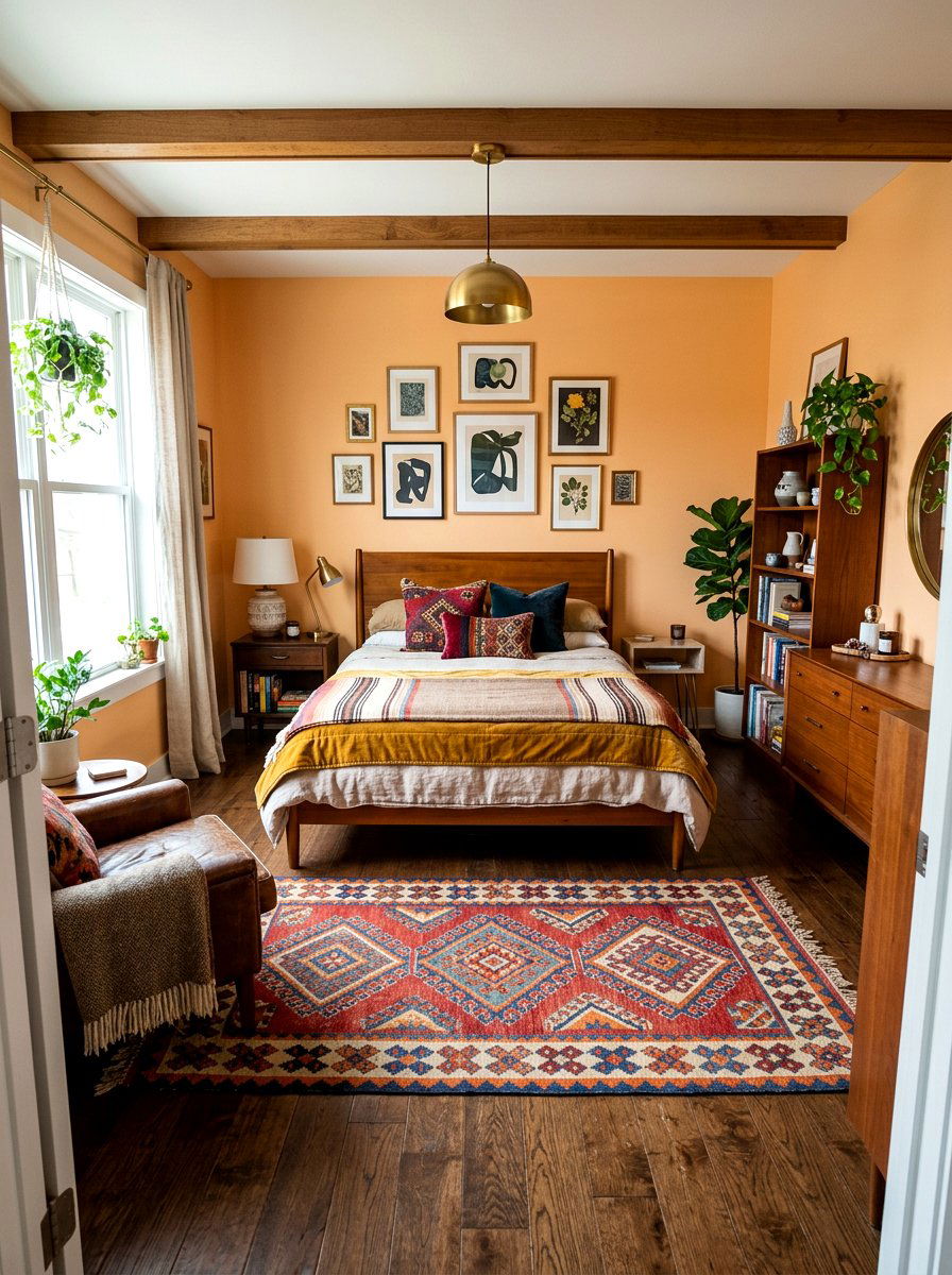 Eclectic Apricot Bedroom - 30 apricot bedroom ideas