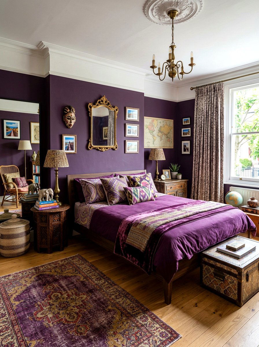 Eclectic Aubergine Bedroom - 30 aubergine bedroom ideas
