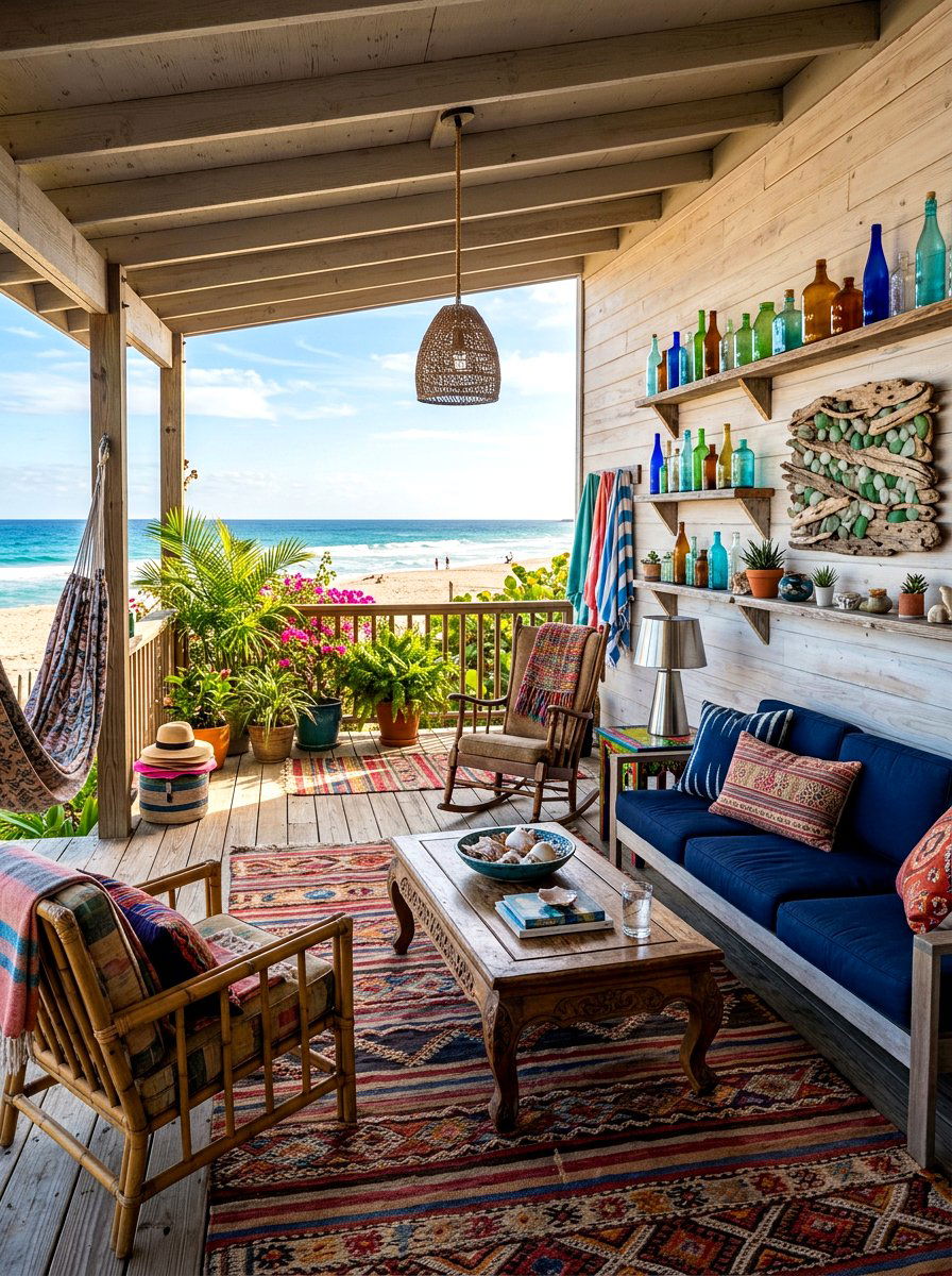 Eclectic Beach Porch - 30 seaside porch ideas