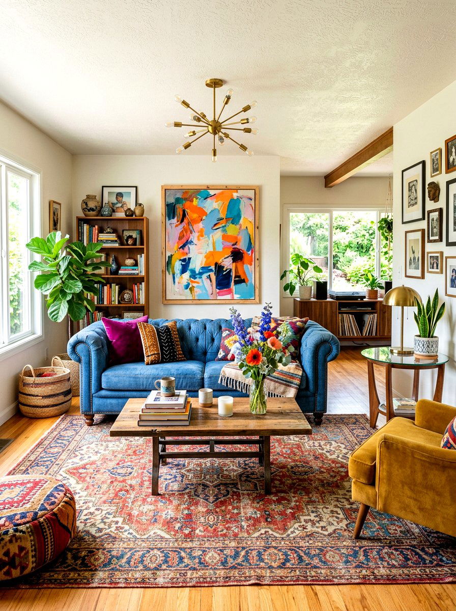 Eclectic Blue Living Room - 30 denim blue living room ideas