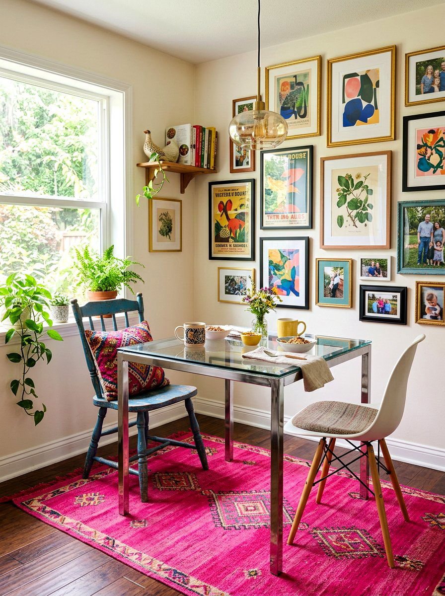 Eclectic Breakfast Nook - 30 corner breakfast coffee nook ideas
