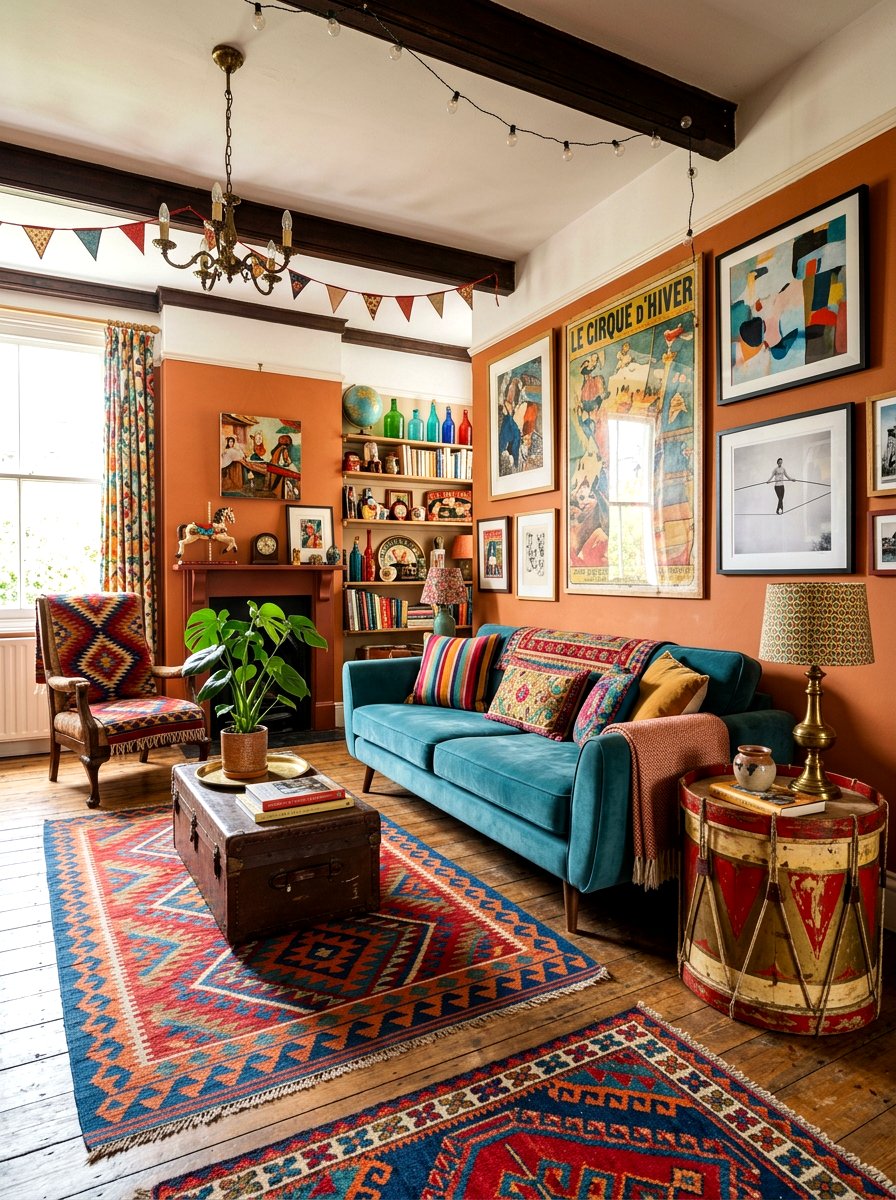 Eclectic Circus Living Room - 30 circus inspired living room ideas