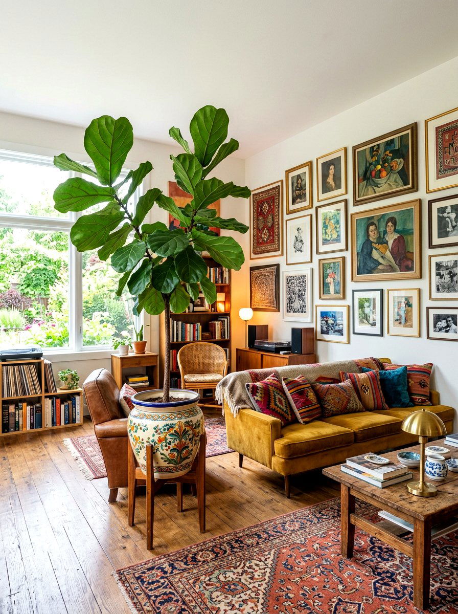 Eclectic Den Fiddle Leaf Fig - 30 fiddle leaf fig decor ideas