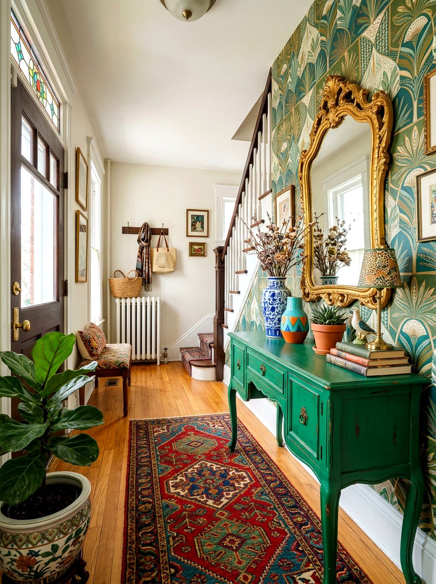 Eclectic Entryway - 30 playful apartment decor ideas