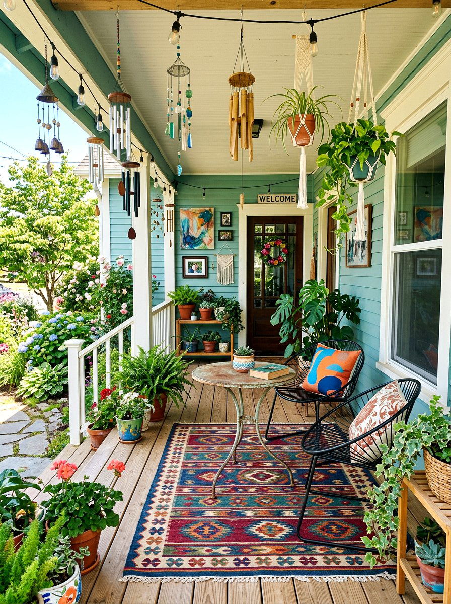 Eclectic Front Porch - 30 cozy front porch ideas