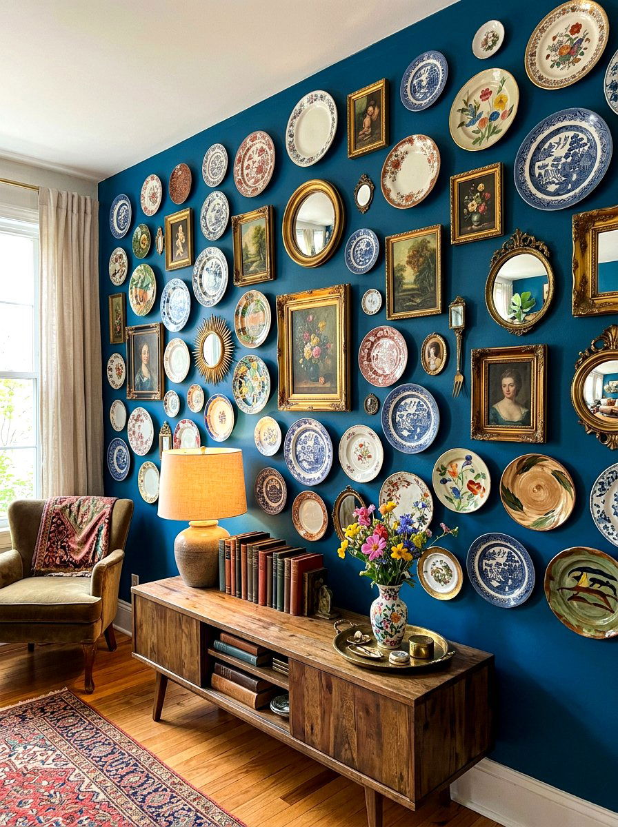 Eclectic Gallery Plate Wall - 30 plate wall dining room ideas