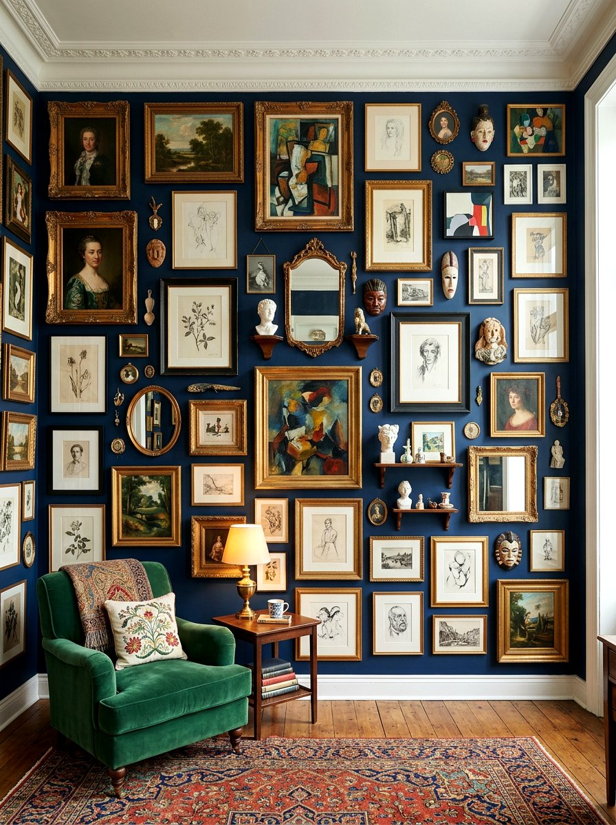 Eclectic Gallery Wall Decor - 30 anti minimal living room ideas