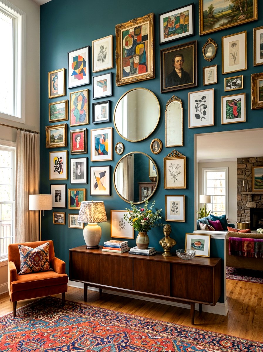 Eclectic Great Room Gallery Wall - 30 great room ideas