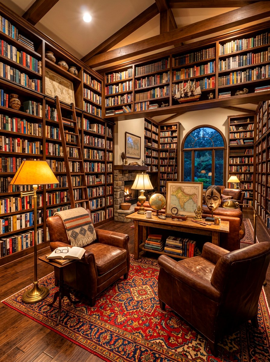 Eclectic Home Library - 30 unoptimized cozy home ideas