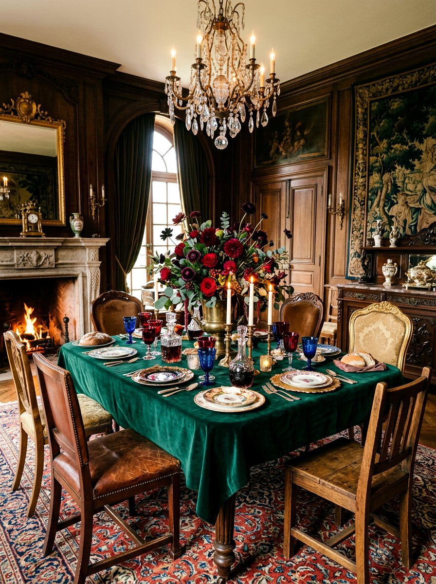 Eclectic Jewel Table - 30 collected tablescape ideas aesthetic