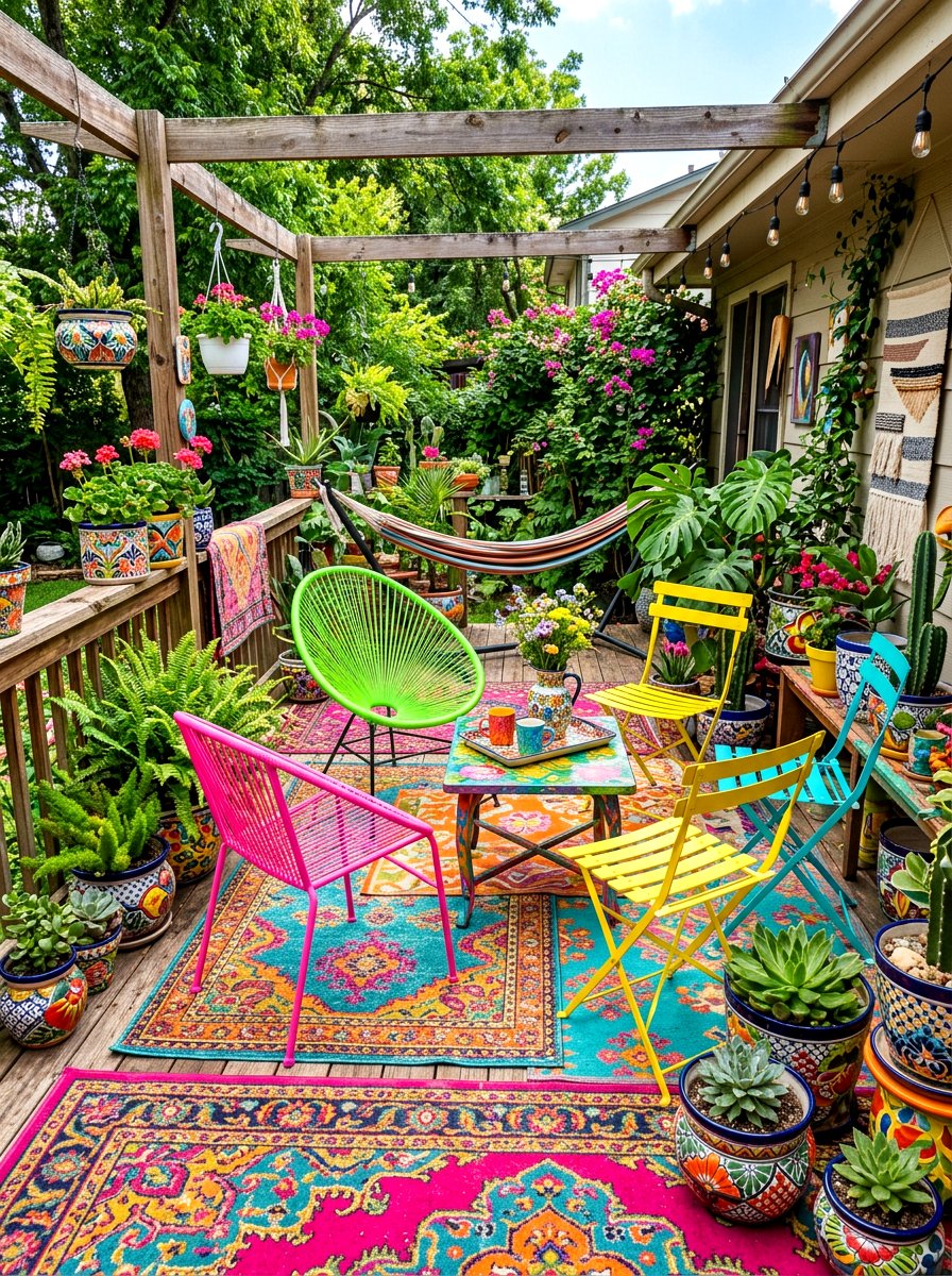 Eclectic Maximalist Deck - 30 deck decorating ideas