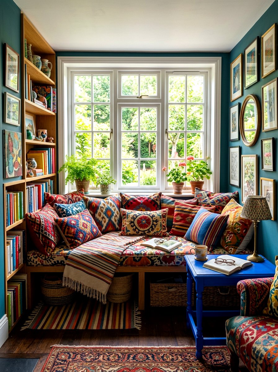 Eclectic Maximalist Nook - 30 playful maximalist decor ideas