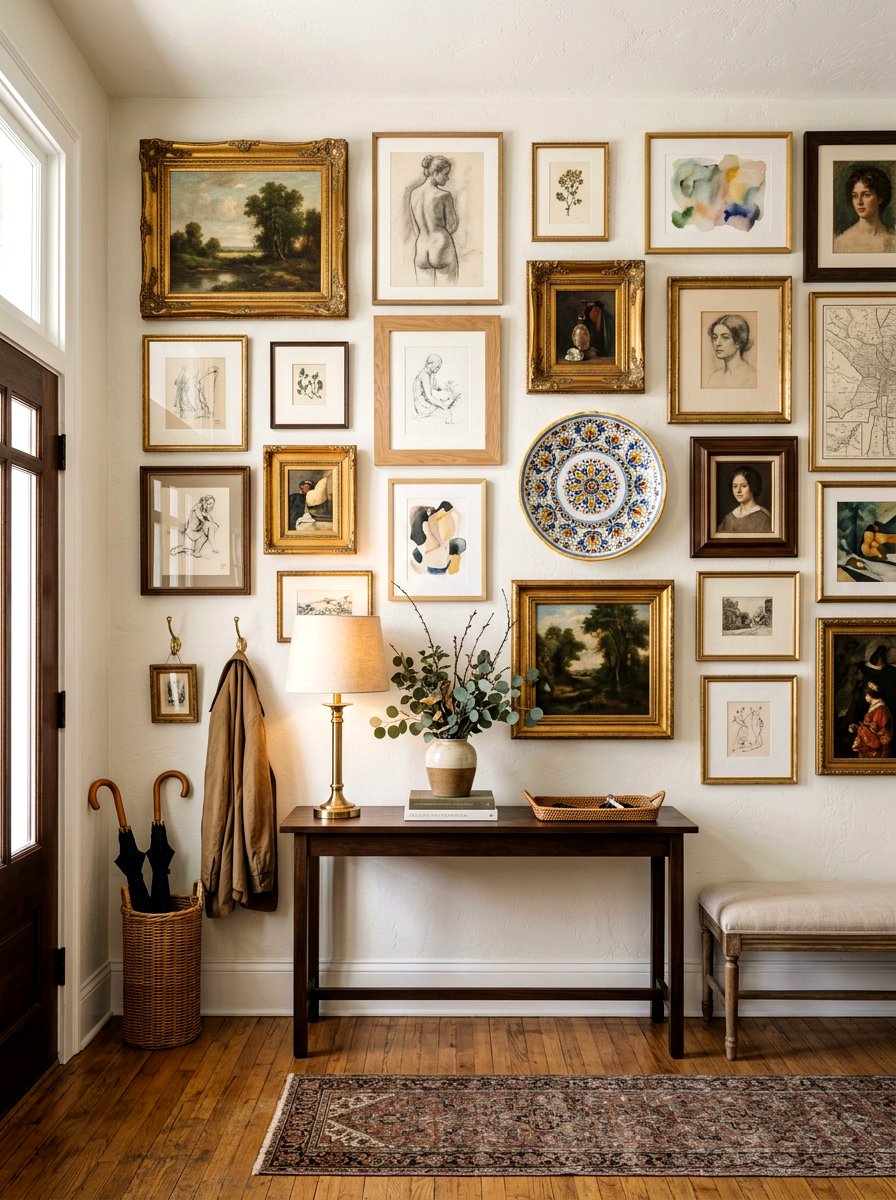 Eclectic Mixed Media Gallery - 30 art wall foyer ideas