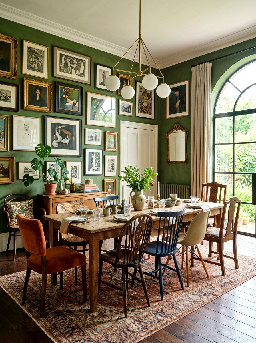 Eclectic Moss Green Dining Room - 30 moss green dining room ideas