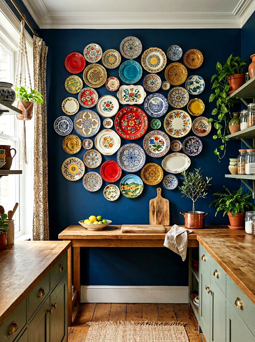 Eclectic Plate Collage - 30 plate display kitchen ideas