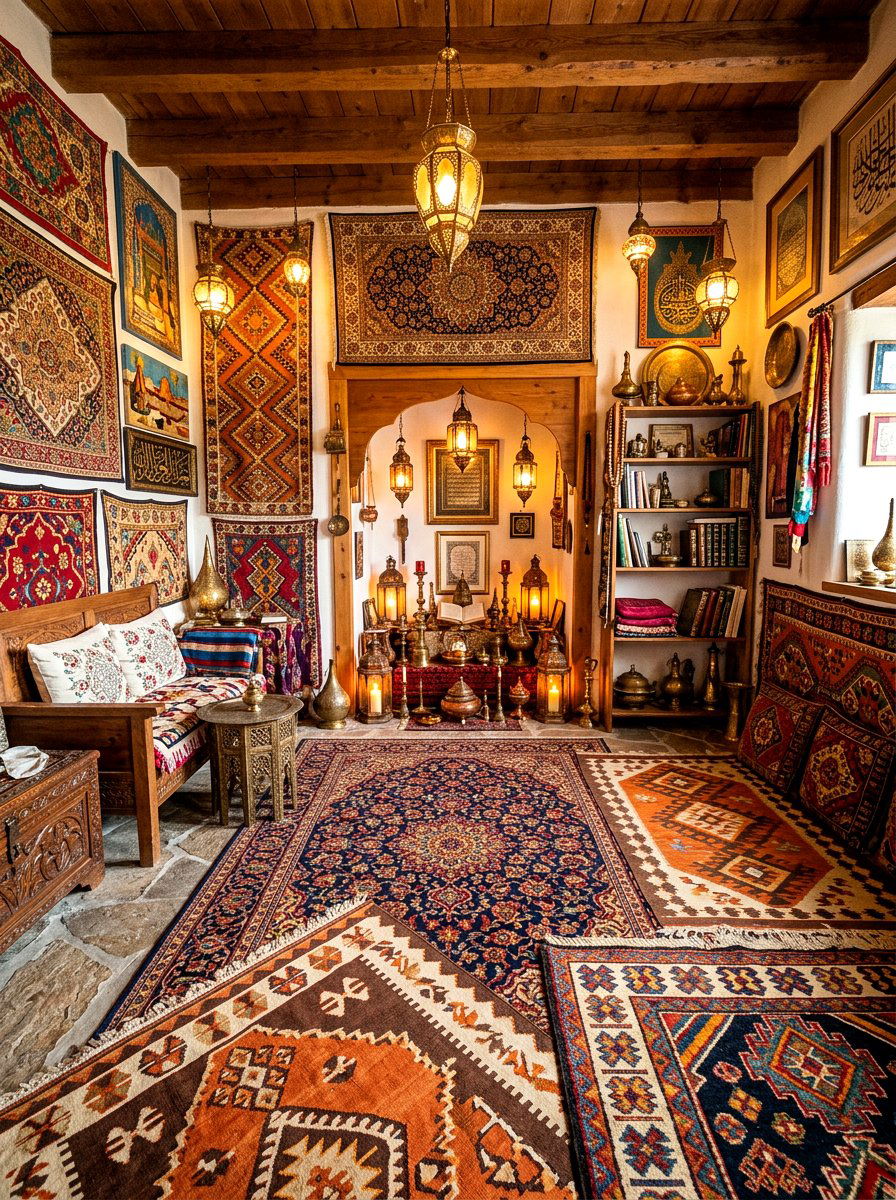 Eclectic Prayer Room With Rugs - 30 prayer room ideas