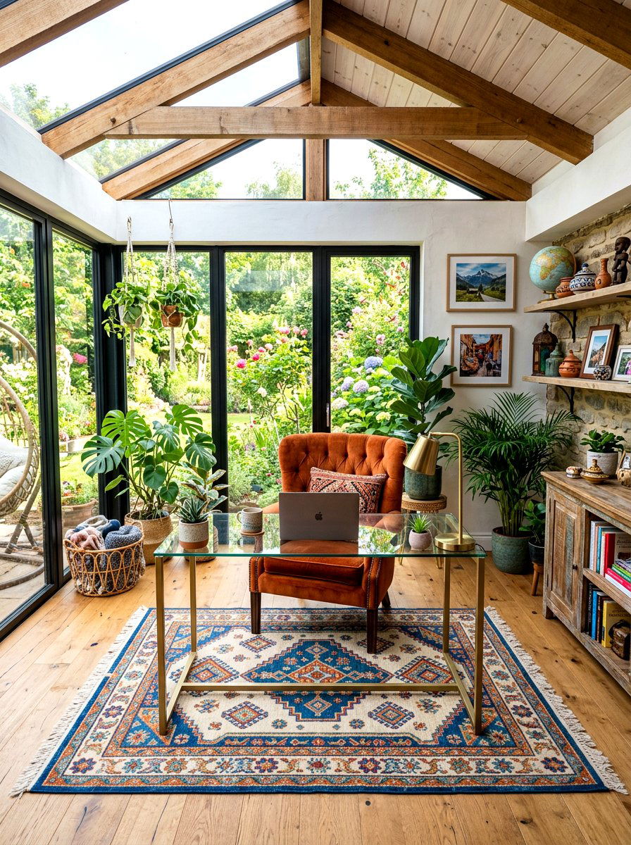 Eclectic Sunroom Office - 30 sunroom office ideas