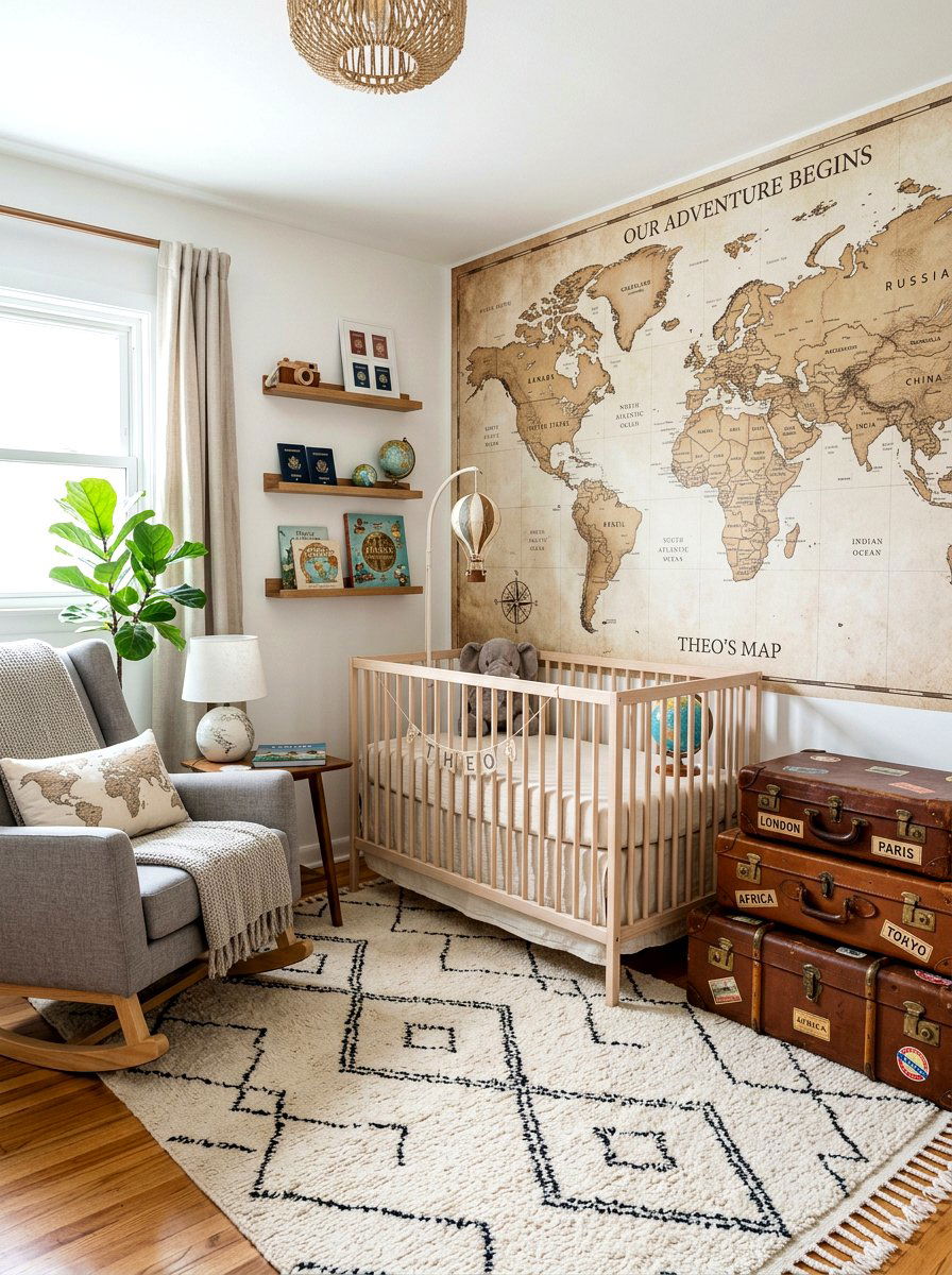 Eclectic Travel Nursery - 30 boutique nursery decor ideas