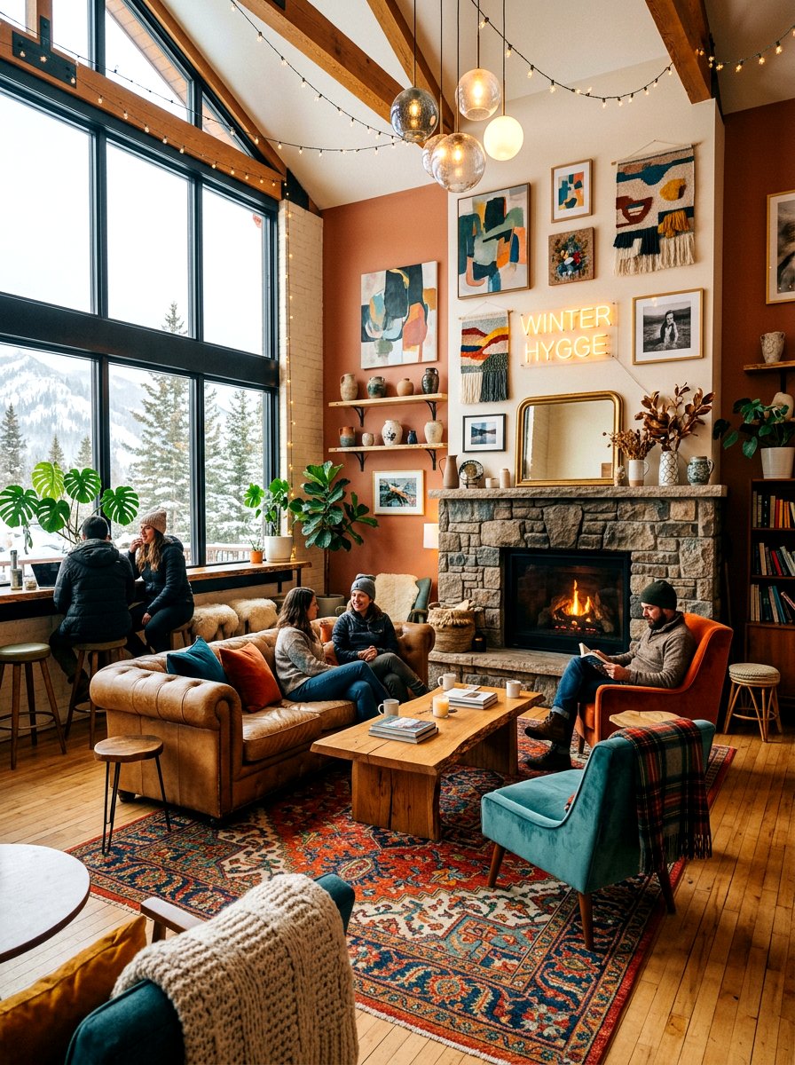Eclectic Winter Lounge - 30 cozy winter lounge ideas