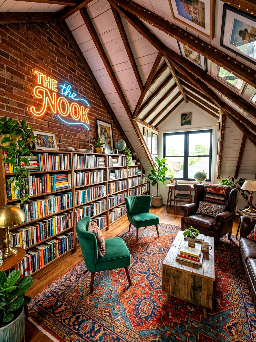 Eclectic attic reading room - 30 attic reading room ideas