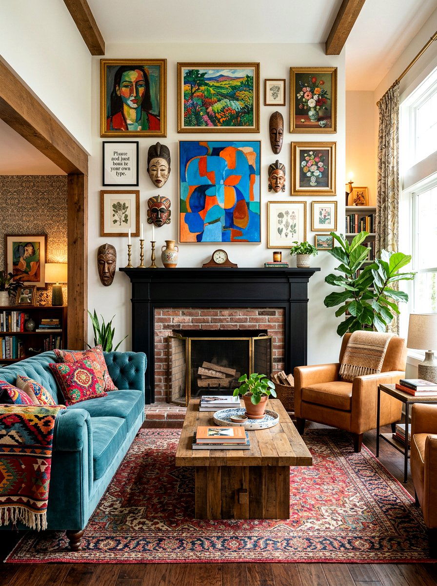 Eclectic gallery wall - 30 mantel shelfie ideas