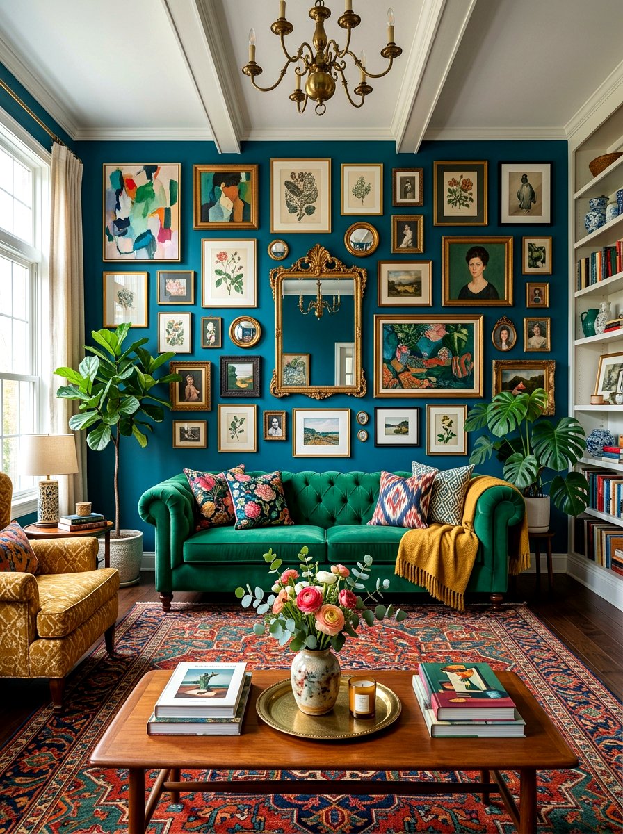 Eclectic gallery wall - 30 long wall decor ideas