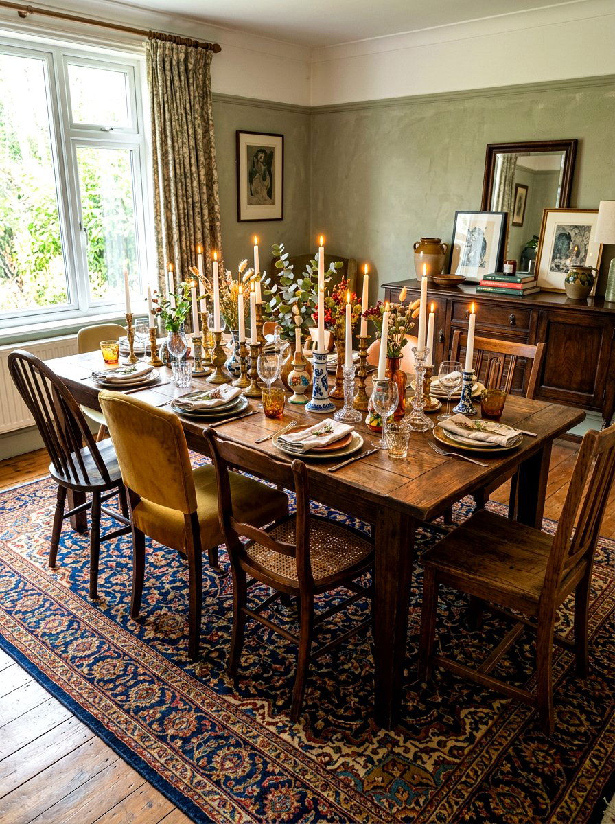 Eclectic mismatched candle holder dining room - 30 candlelit dining room ideas aesthetic