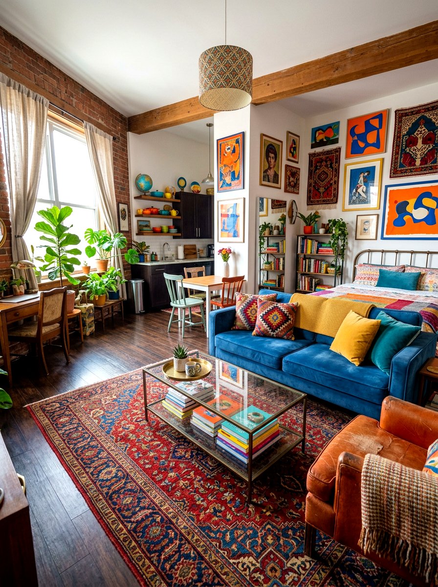Eclectic mix studio apartment - 30 studio apartment vibe ideas