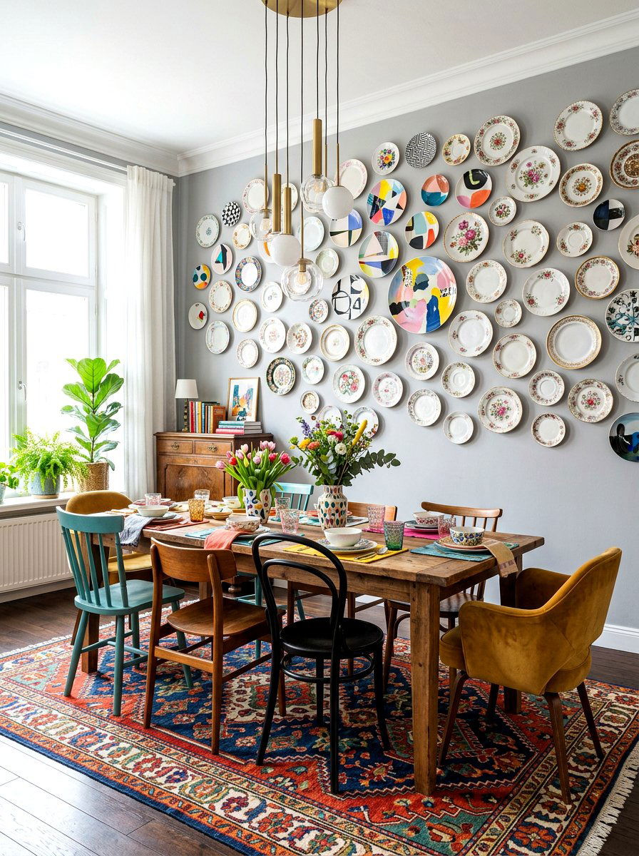 Eclectic plate gallery - 30 collected china wall ideas