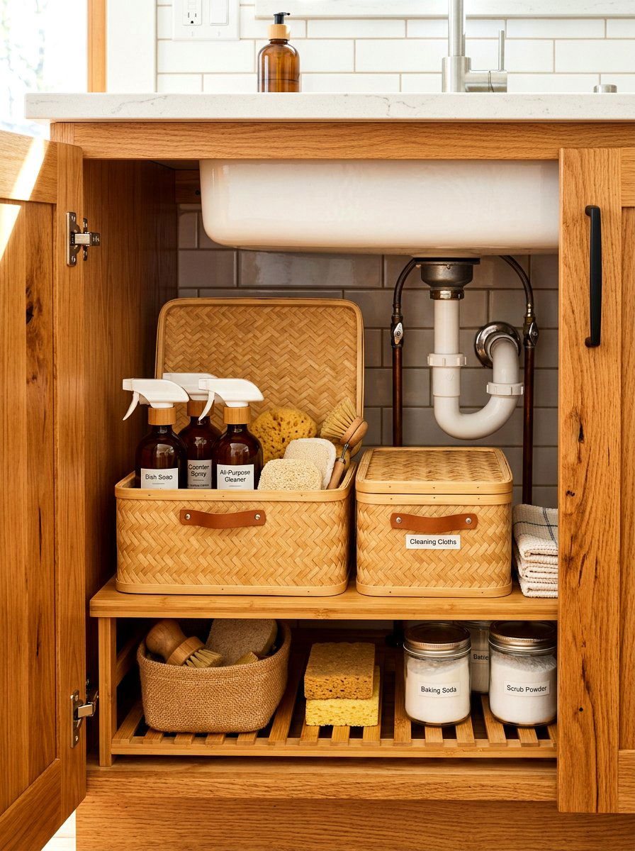 Eco Friendly Bamboo Arrangement - 30 under sink kitchen organization ideas