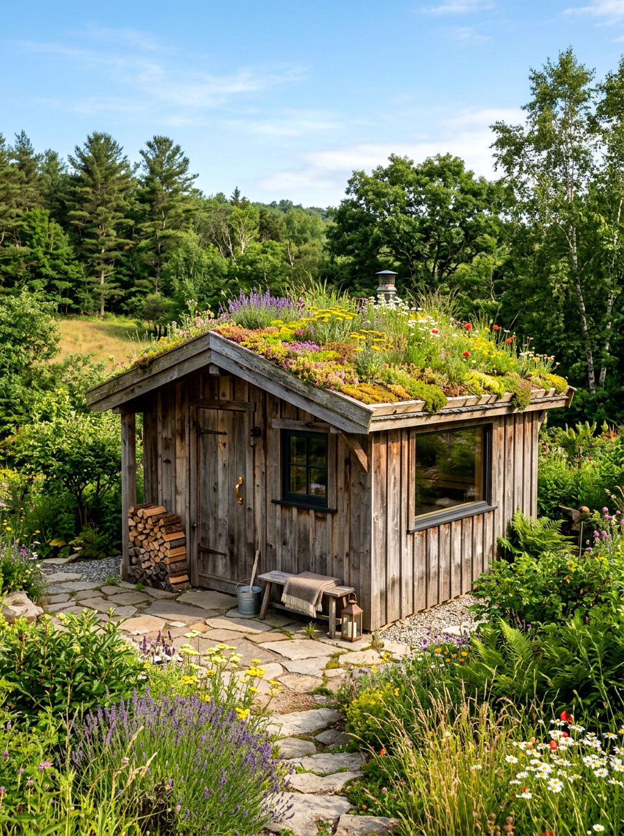 Eco Friendly Living Roof Sauna - 30 sauna patio retreat ideas
