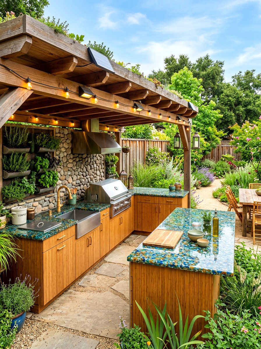 Eco friendly outdoor kitchen - 30 patio cooking area ideas