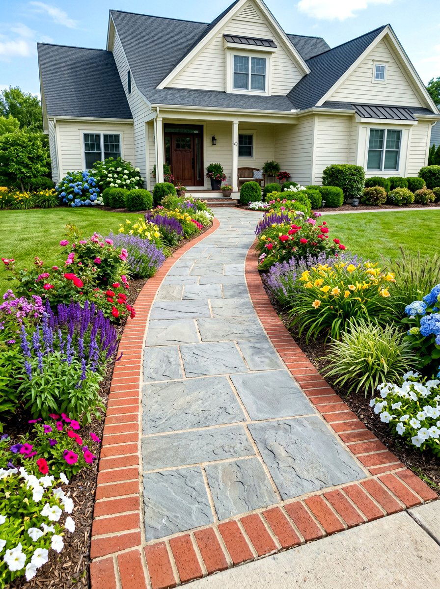Edged Stone Walkway - 30 stone walkway ideas