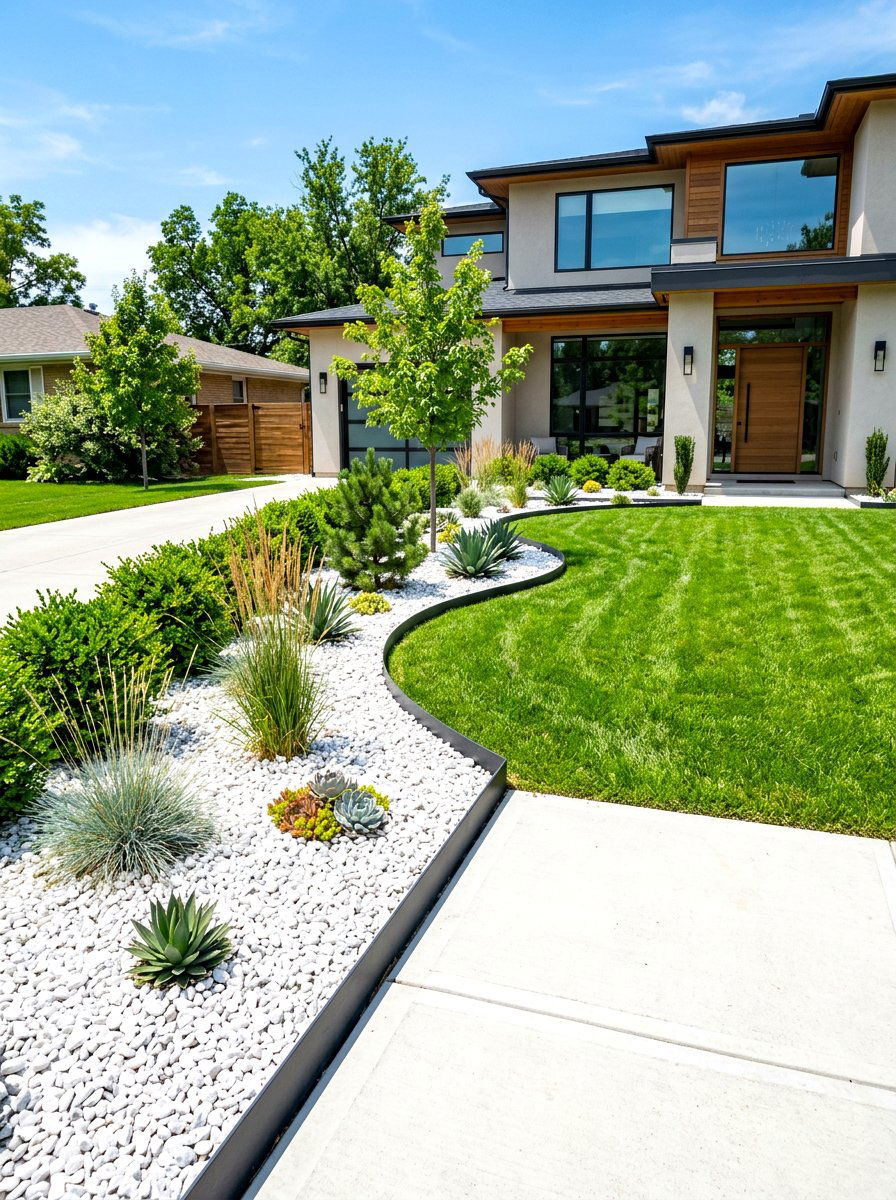 Edging For Gravel Beds - 30 white gravel front yard ideas