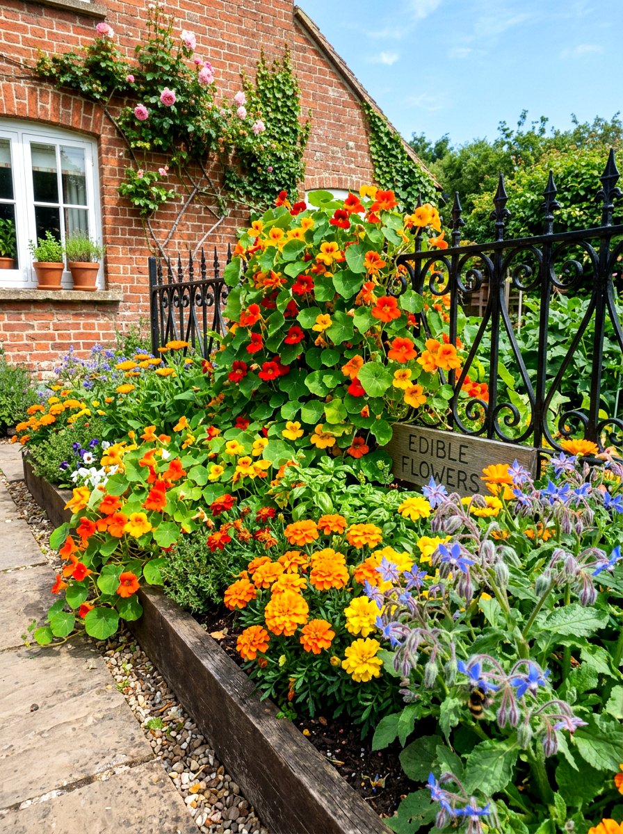 Edible Flower Bed - 30 pollinator paradise backyard ideas