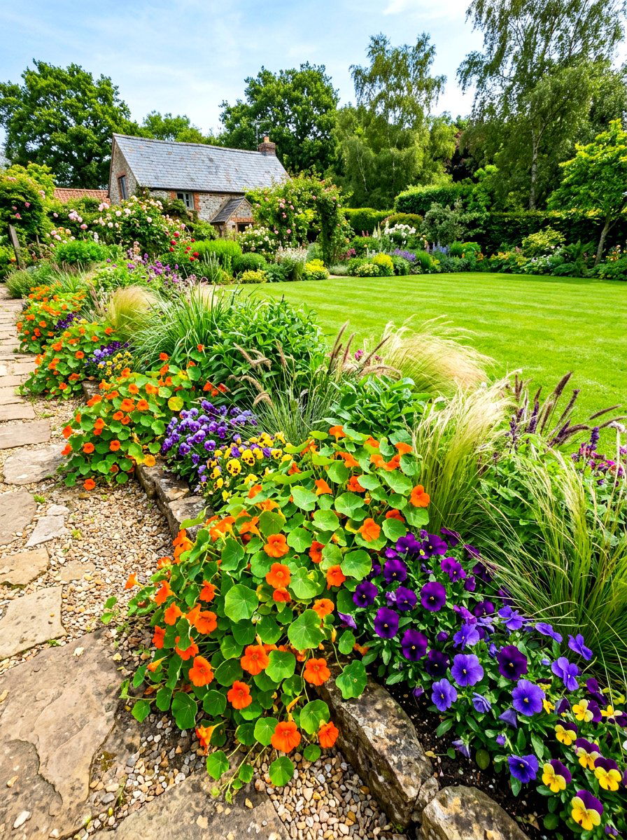 Edible Flower Border - 30 edible backyard landscaping ideas