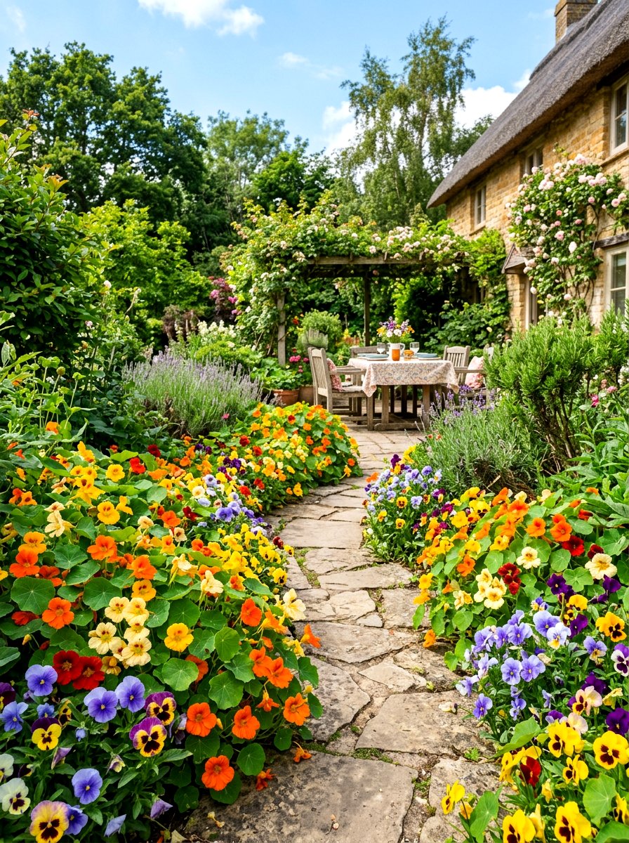 Edible Flower Border - 30 edible entertaining backyard ideas
