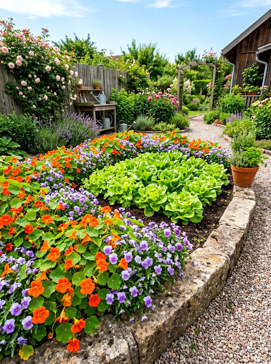Edible Flower Border - 30 edible landscaping ideas