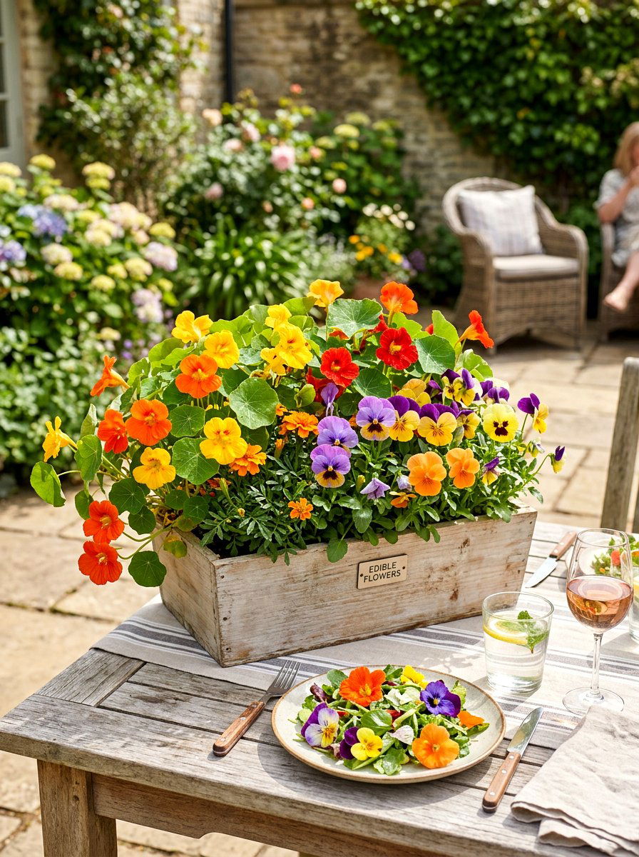 Edible Flower Container - 30 patio container garden ideas