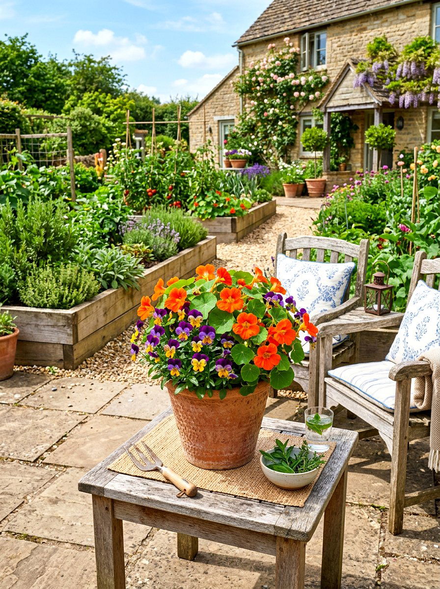 Edible Flower Pot - 30 small space container garden ideas